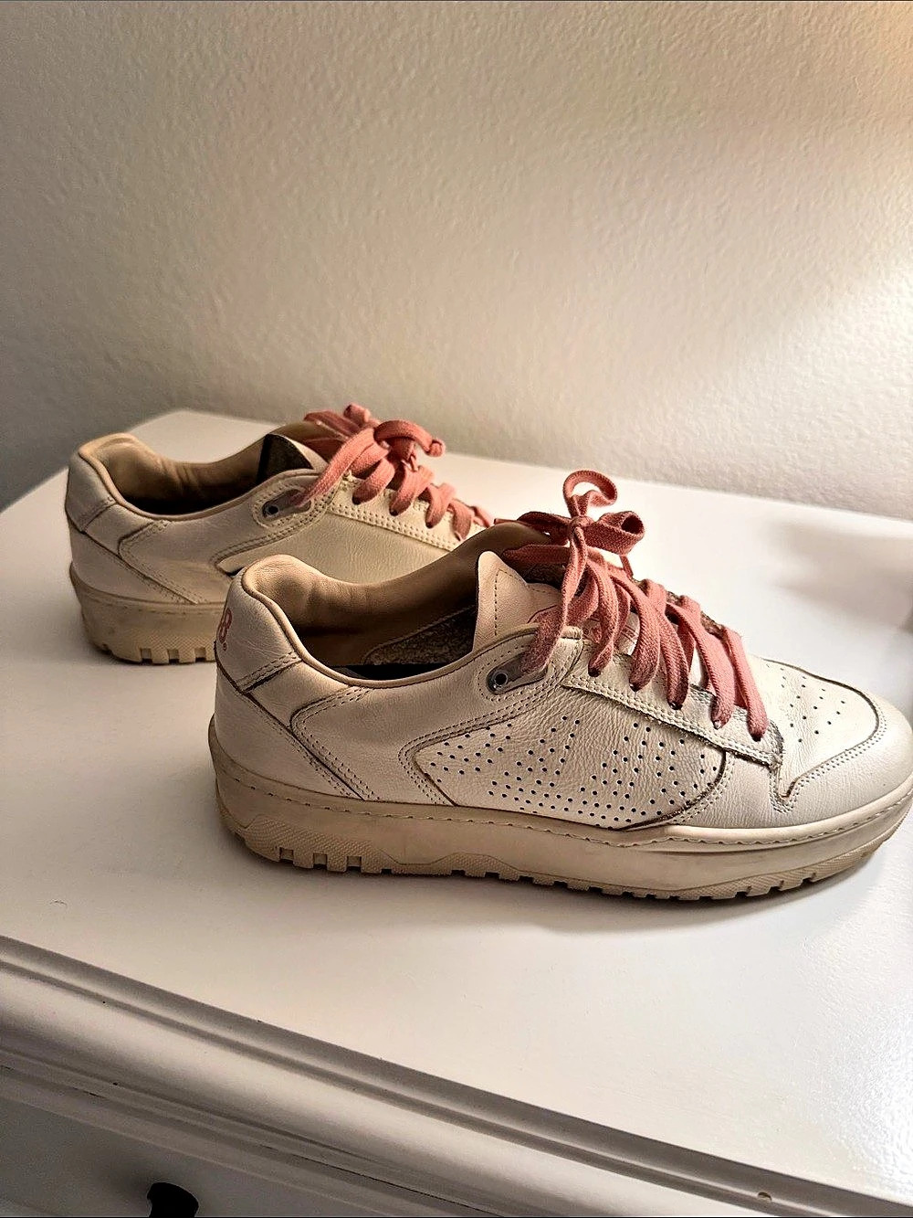 Women's Sneakers in White & Pink